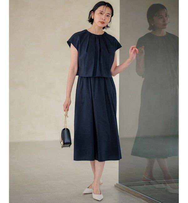 23区「【接触冷感/洗える】ストレッチラミータフタ ワンピース」|ワンピース|