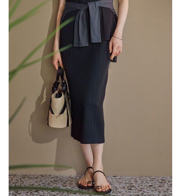 23区「【SLOW/一部店舗限定】ランダムリブフライス スカート」|スカート|ブラック系