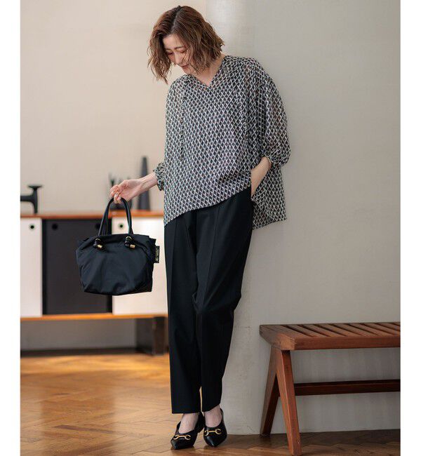 23区「【洗える】Ratti コラージュプリント ギャザー ブラウス」|シャツ・ブラウス|