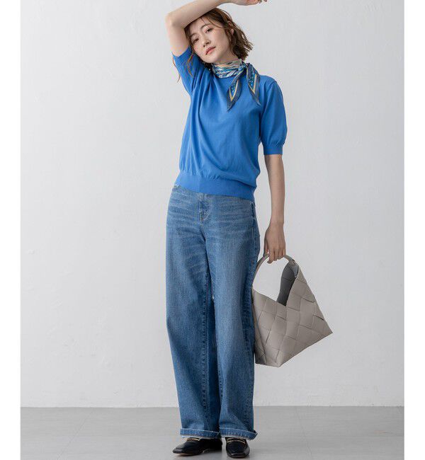 23区「【Oggi5月号掲載/洗える】プレミアムビオコットン 半袖 ニット」|ニット・セーター|