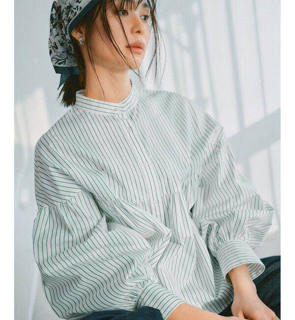 23区「【洗える】CANCLINI ギャザー フレア ブラウス」|シャツ・ブラウス|