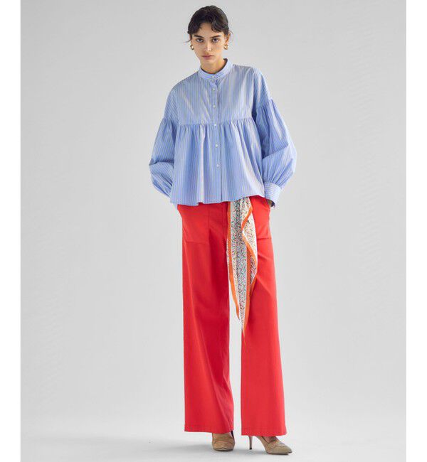 23区「【洗える】CANCLINI ギャザー フレア ブラウス」|シャツ・ブラウス|