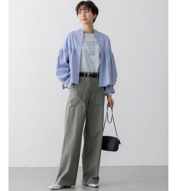 23区「【洗える】CANCLINI ギャザー フレア ブラウス」|シャツ・ブラウス|