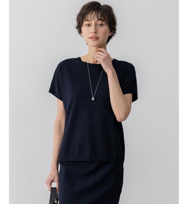 23区「【新色追加/洗える】レーヨンポリエステルストレッチ プルオーバー ニット」|ニット・セーター|ネイビー系