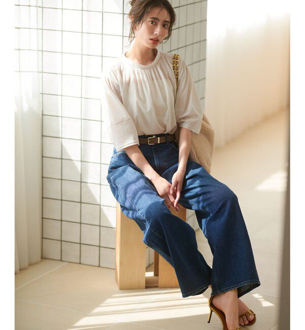 23区「【洗える】クリアトリコットジャージー ギャザーフォルム カットソー」|Tシャツ・カットソー|