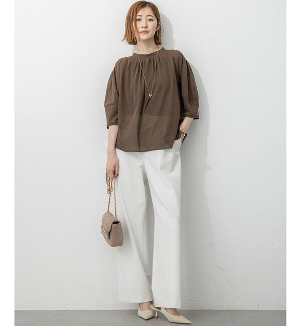 23区「【洗える】クリアトリコットジャージー ギャザーフォルム カットソー」|Tシャツ・カットソー|