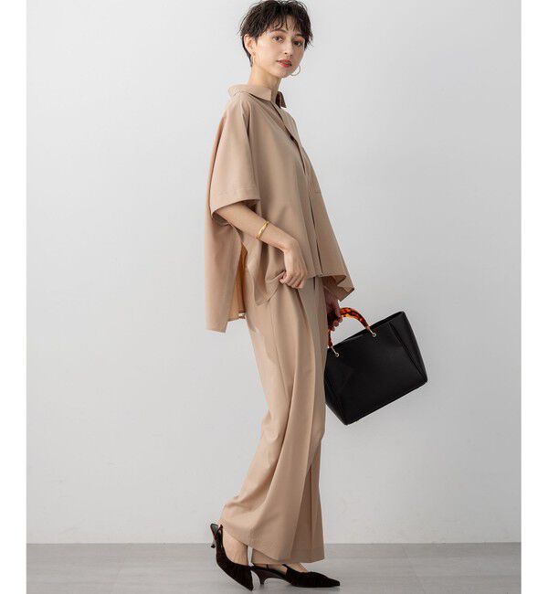 23区「【洗える】TWマットクロス タック ワイド パンツ」|その他|