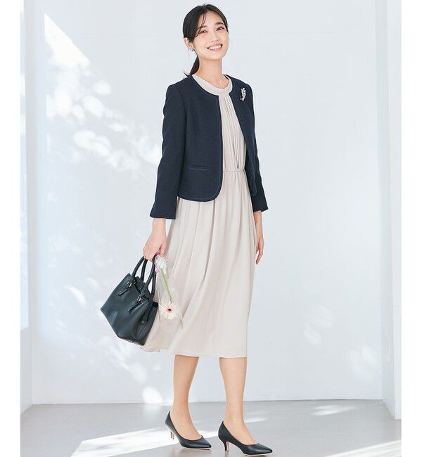 ANY SIS「ミニライトボーダー ジャケット」|ノーカラージャケット|