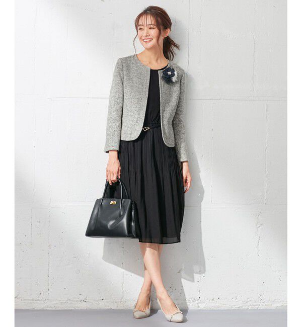 ANY SIS「ミニライトボーダー ジャケット」|ノーカラージャケット|