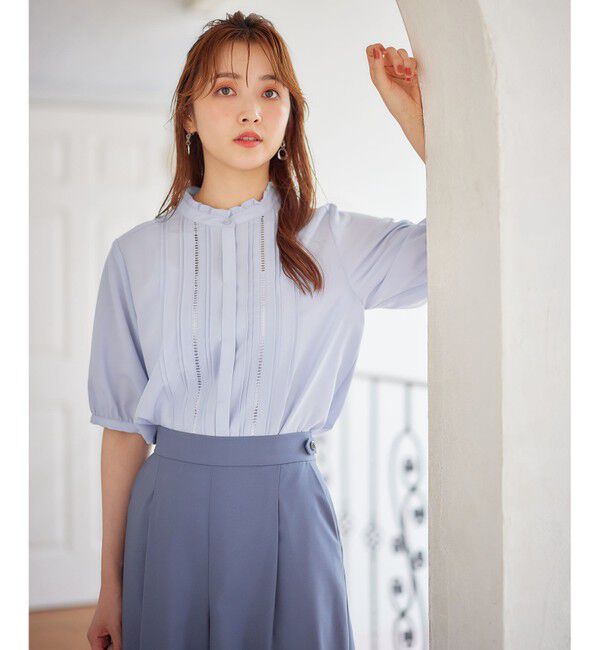 ANY SIS「【洗える】フリルスタンドピンタック ブラウス」|シャツ・ブラウス|