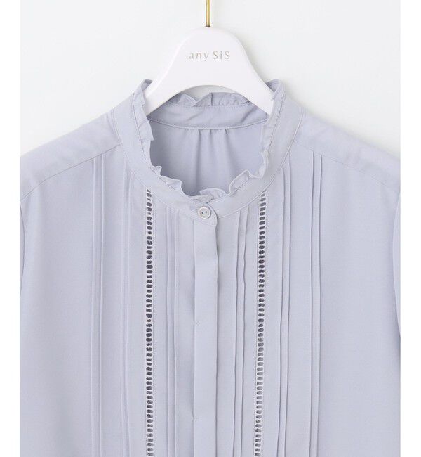 ANY SIS「【洗える】フリルスタンドピンタック ブラウス」|シャツ・ブラウス|