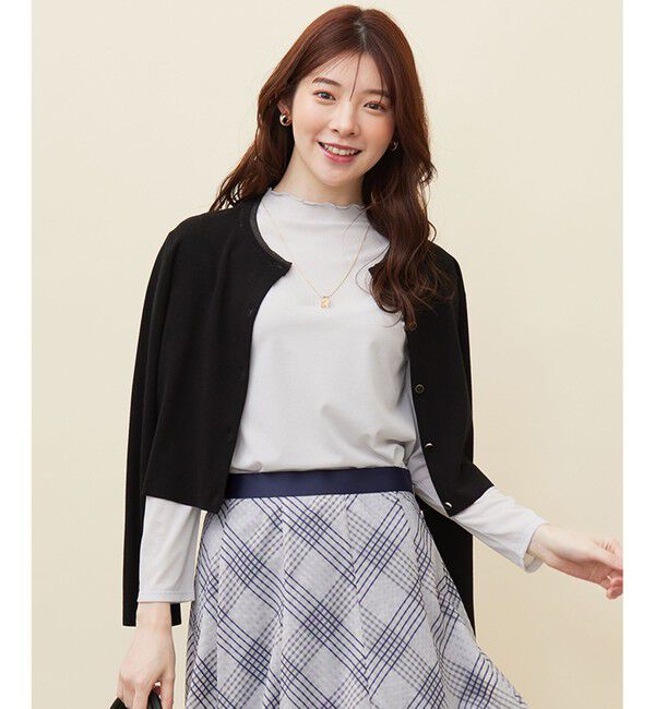 ANY SIS「【洗える】レースネックショートレングス カーディガン」|カーディガン|ブラック