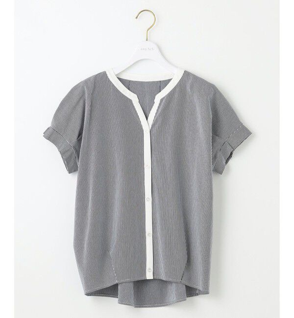 ANY SIS「【洗える】シルケットストライプスキッパー カットソー」|Tシャツ・カットソー|