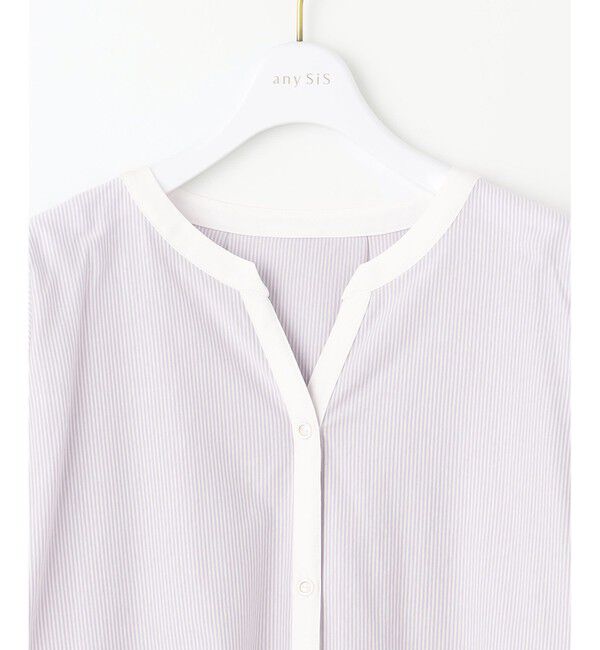 ANY SIS「【洗える】シルケットストライプスキッパー カットソー」|Tシャツ・カットソー|