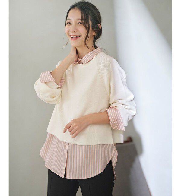 ANY SIS「【BAILA12月号掲載・貴島明日香さんコラボ】ニットレイヤード シャツ ツインセット」|ニット・セーター|