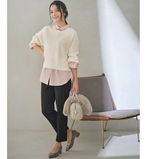 ANY SIS「【BAILA12月号掲載・貴島明日香さんコラボ】ニットレイヤード シャツ ツインセット」|ニット・セーター|