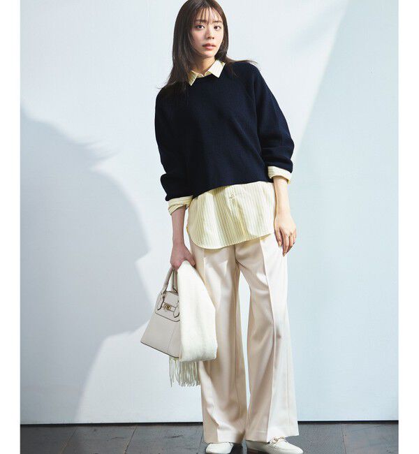 ANY SIS「【BAILA12月号掲載・貴島明日香さんコラボ】ニットレイヤード シャツ ツインセット」|ニット・セーター|