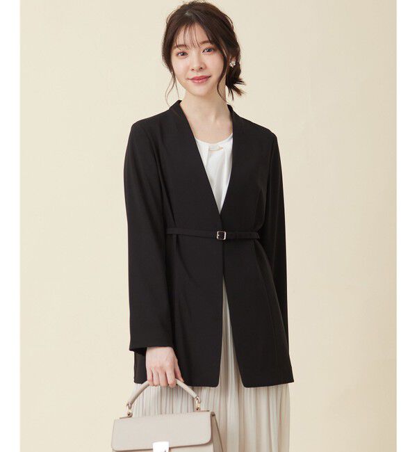 any SiS「【洗える】セレモニースリットスリーブ ジャケット」|ノーカラージャケット|ブラック
