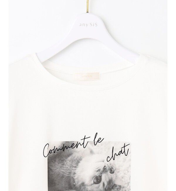 ANY SIS「【貴島明日香さんコラボ】チュールレイニャード猫 Tシャツ」|Tシャツ・カットソー|