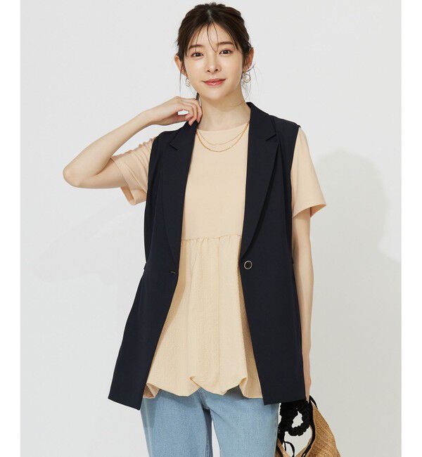 ANY SIS「【UVカット・接触冷感・吸水速乾】スマートビューティストレッチ  ジレ」|その他|ネイビー