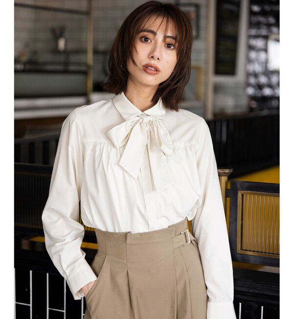 ANY SIS「ボウタイ付きビジュー シャツ」|シャツ・ブラウス|
