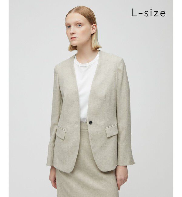 BEIGE,「【L-size】CAROLE / ノーカラージャケット」|ノーカラージャケット|Sand