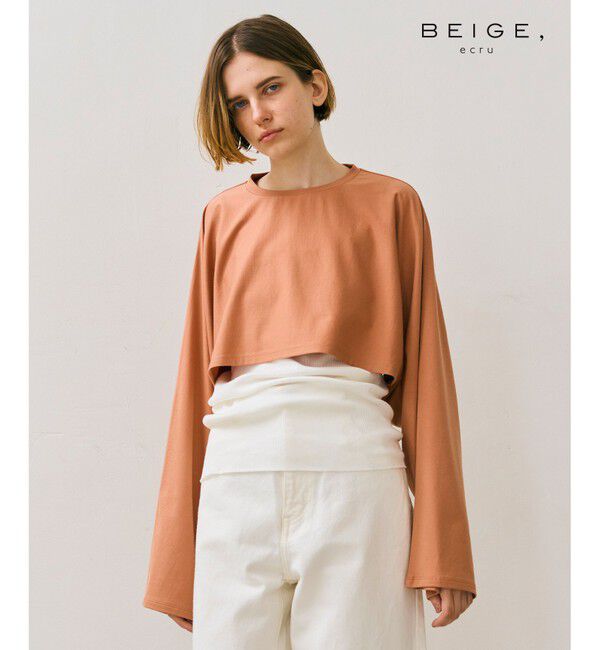 BEIGE,「【BEIGE,ecru/WEB限定・洗える】JERSEY STITCH / コットンクロップドトップス」|Tシャツ・カットソー|Nude camel