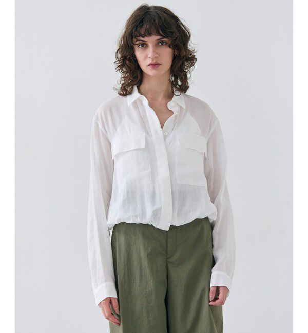 BEIGE,「【洗える・Precious 6月号掲載】PAULINE / ビックポケットドロストリネンブラウス」|シャツ・ブラウス|White