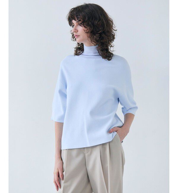 BEIGE,「【洗える】LAURA / 半袖タートルニットトップス」|ニット・セーター|Sax