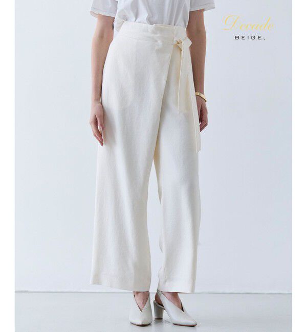 BEIGE,「【洗える】CAROLE / リネンライクラップワイドパンツ」|その他|Ecru