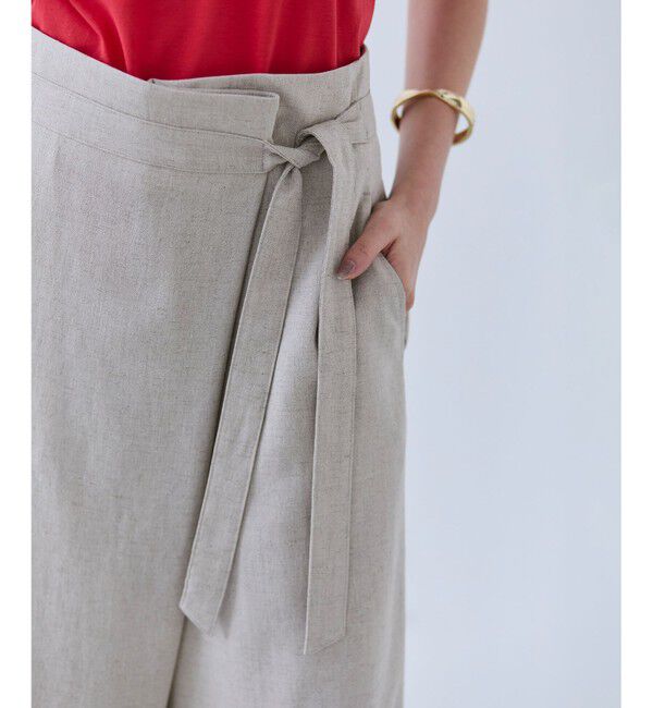 BEIGE,「【洗える】CAROLE / リネンライクラップワイドパンツ」|その他|