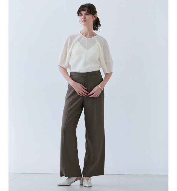 BEIGE,「【洗える】CAROLE / リネンライクフルレングスワイドパンツ」|その他|