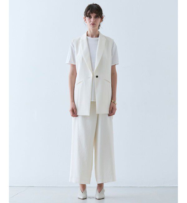 BEIGE,「【洗える・L-size】CAROLE / リネンライクラップワイドパンツ」|その他|