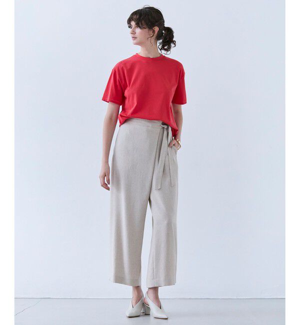 BEIGE,「【洗える・L-size】CAROLE / リネンライクラップワイドパンツ」|その他|