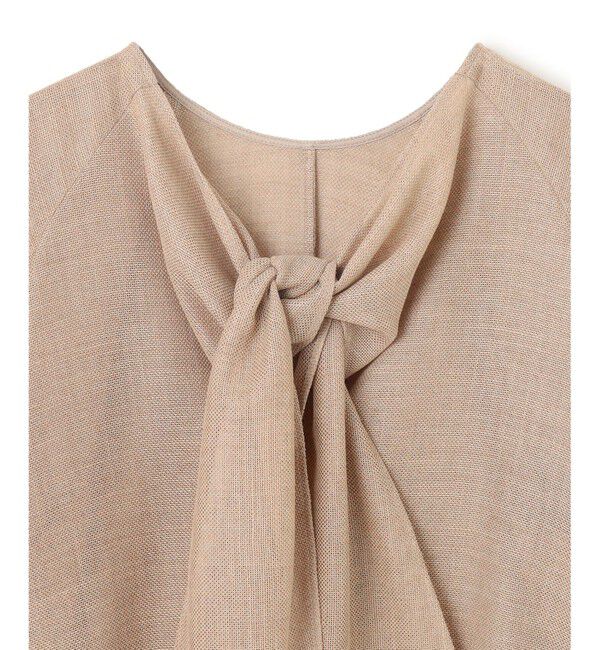 BEIGE,「【洗える・吸水速乾・防シワ】LIATRIS / バックリボンハーフスリーブブラウス」|シャツ・ブラウス|