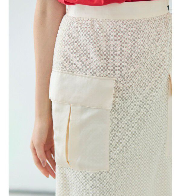 BEIGE,「NIGELLA / 異素材MIXコットンレースビックポケットスカート」|スカート|