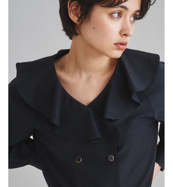  「フリルダブルブラウス」|シャツ・ブラウス|ブラック