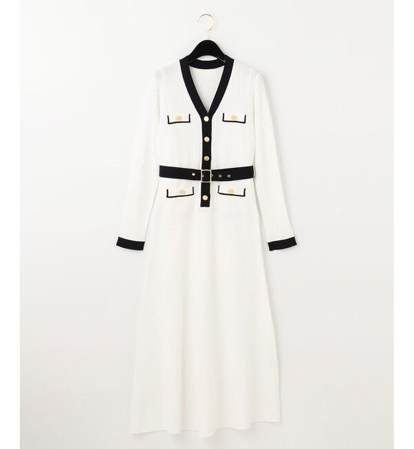  「バイカラーフレアニットワンピース」|ワンピース|