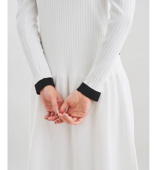  「バイカラーフレアニットワンピース」|ワンピース|