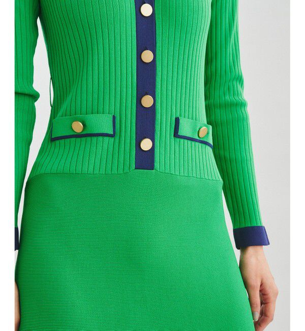  「バイカラーフレアニットワンピース」|ワンピース|