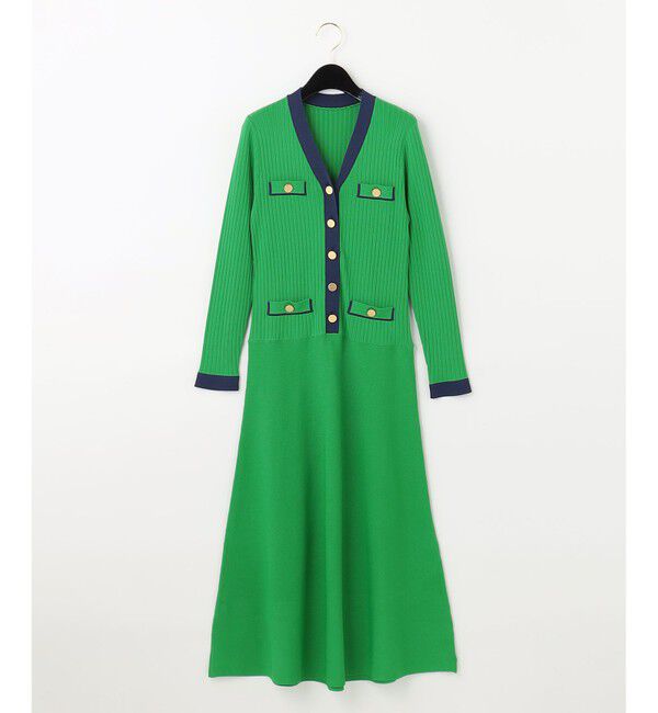  「バイカラーフレアニットワンピース」|ワンピース|