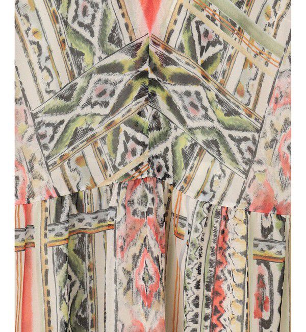  「ストライプイカットプリントワンピース」|ワンピース|