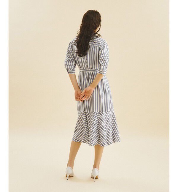  「リネンタッチストライプワンピース」|ワンピース|