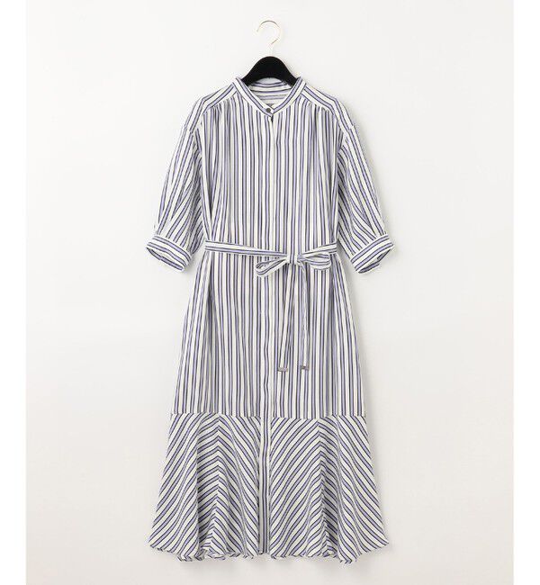  「リネンタッチストライプワンピース」|ワンピース|