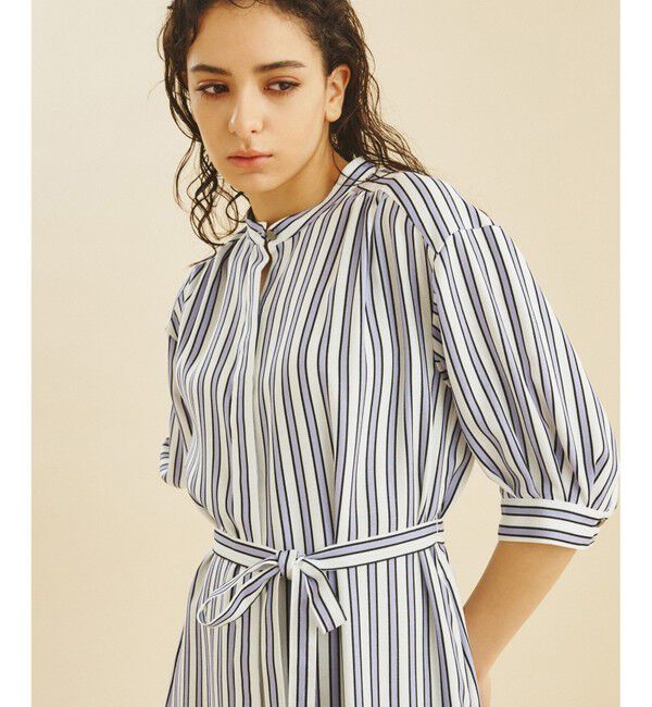  「リネンタッチストライプワンピース」|ワンピース|