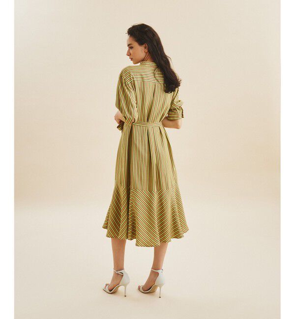  「リネンタッチストライプワンピース」|ワンピース|