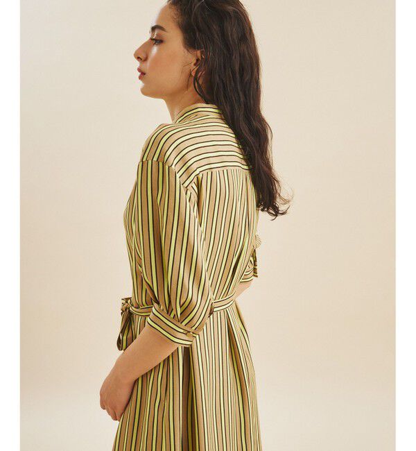  「リネンタッチストライプワンピース」|ワンピース|