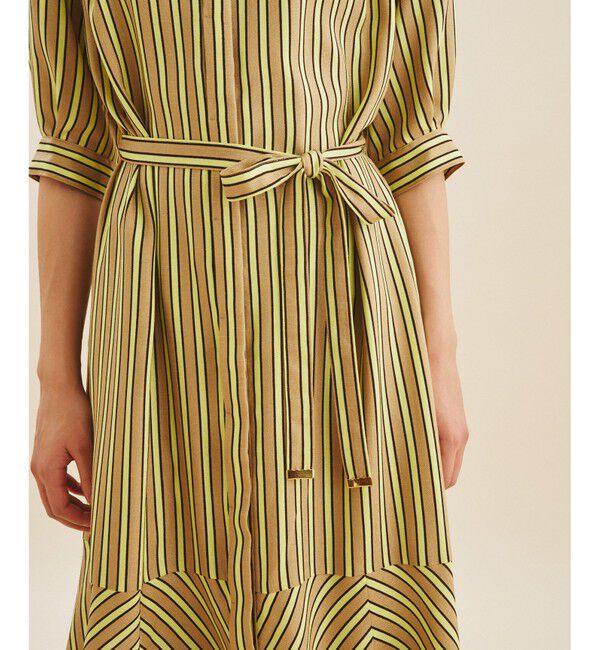  「リネンタッチストライプワンピース」|ワンピース|