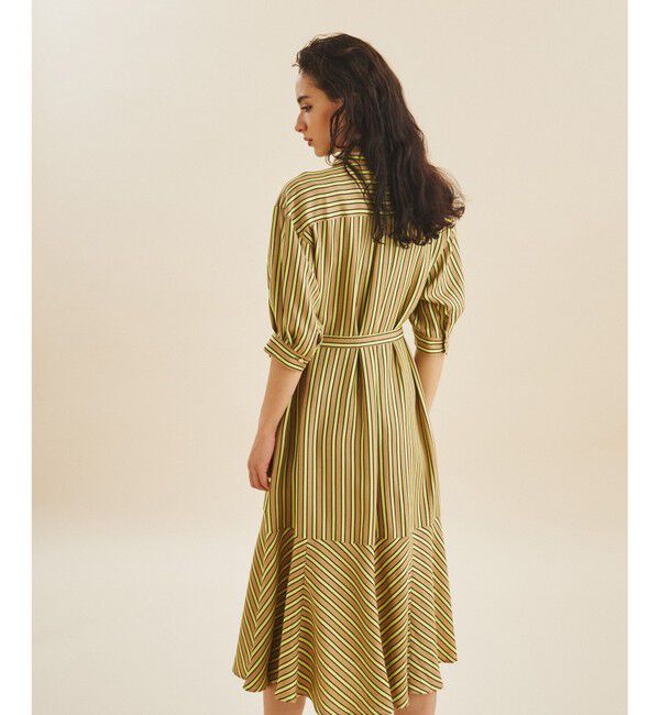  「リネンタッチストライプワンピース」|ワンピース|