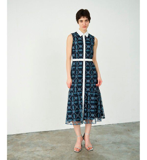 Diagram「マリン刺繍チュールワンピース」|ワンピース|ネイビー